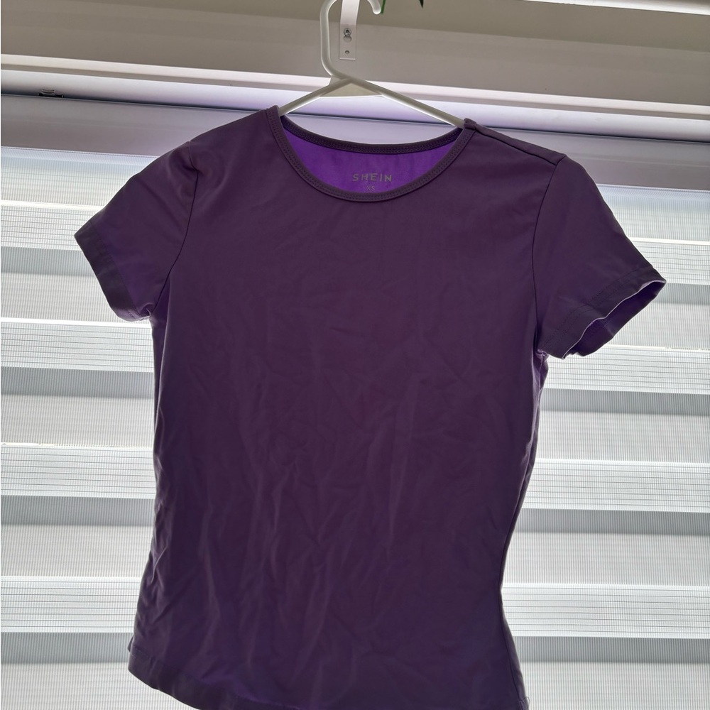SHEIN Purple Fitted Short Sleeve T-Shirt